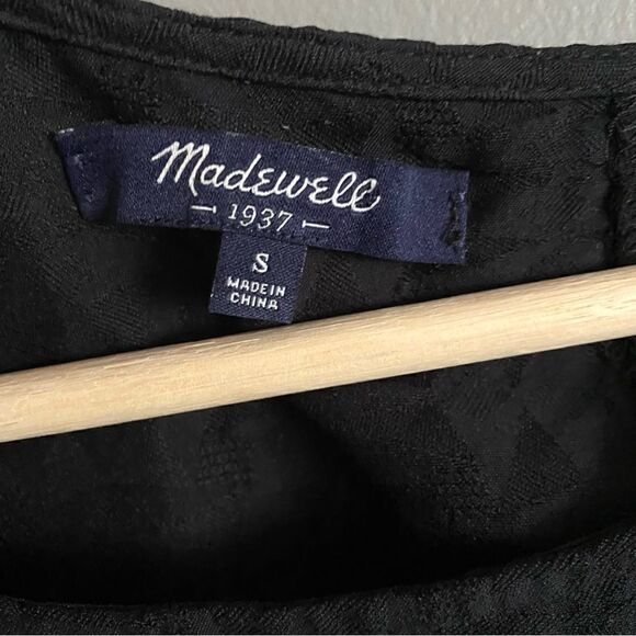 Madewell Womens Black Silk Scallop Back Novella Mini Dress Size Small - Picture 4 of 9